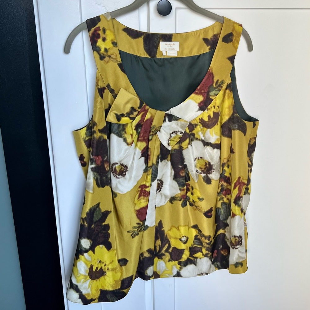 Kate Spade New York Floral Bow Top, Chartreuse with Rust, Green, Cream, Large